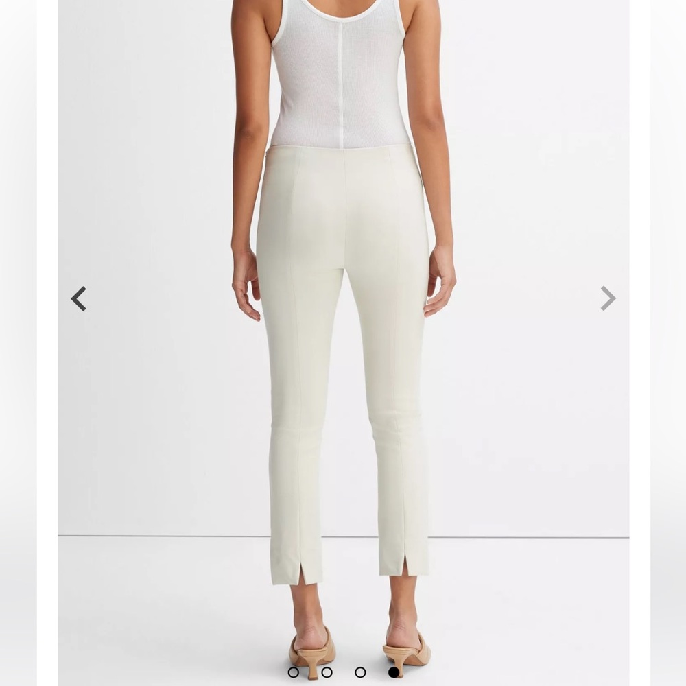 Vince stitch front seam ponte legging pants split hem Gesso light grey Medium - Picture 2 of 16